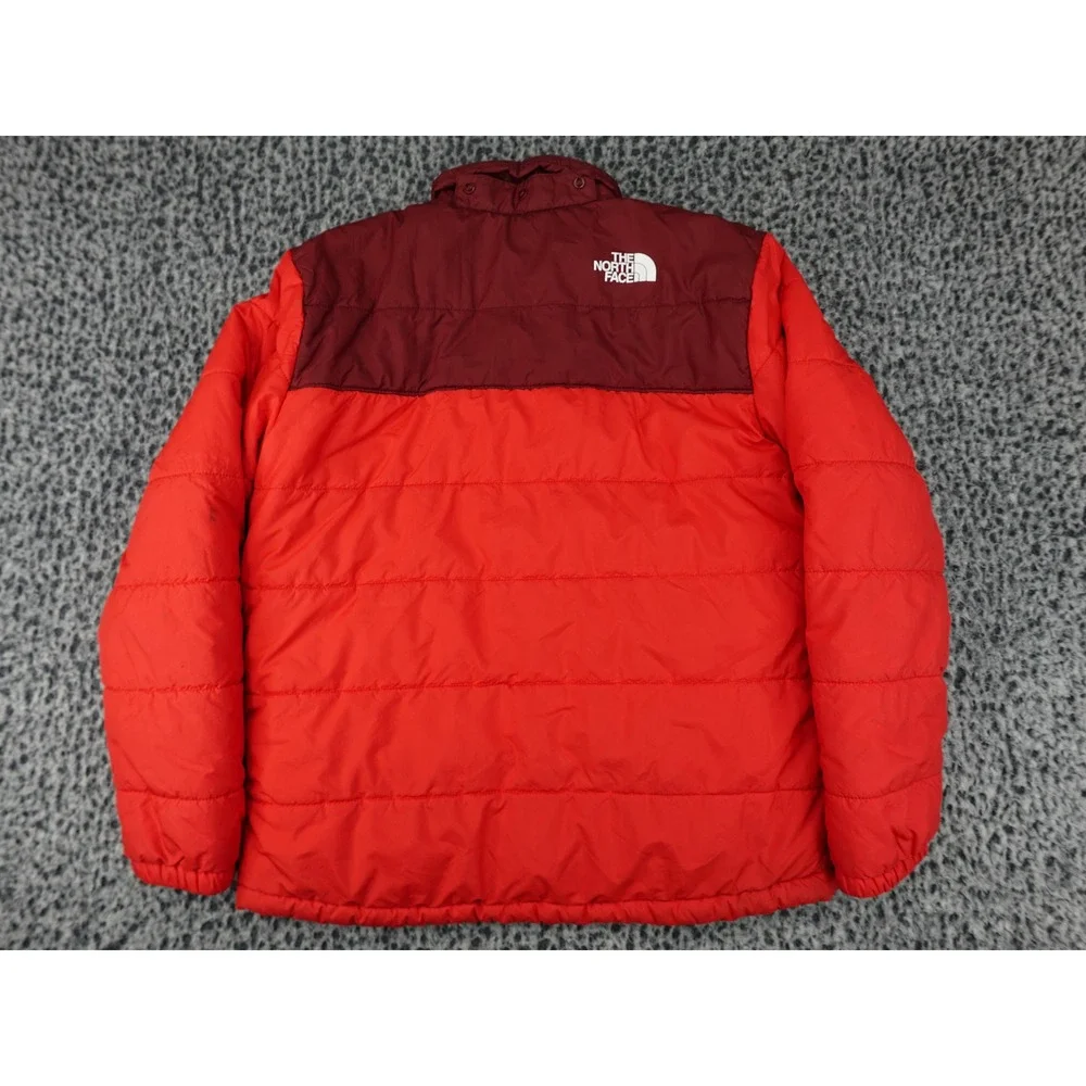 The North Face Reversible Puffer Jacket Mens S Youth XL Red Burgundy Good Quilt